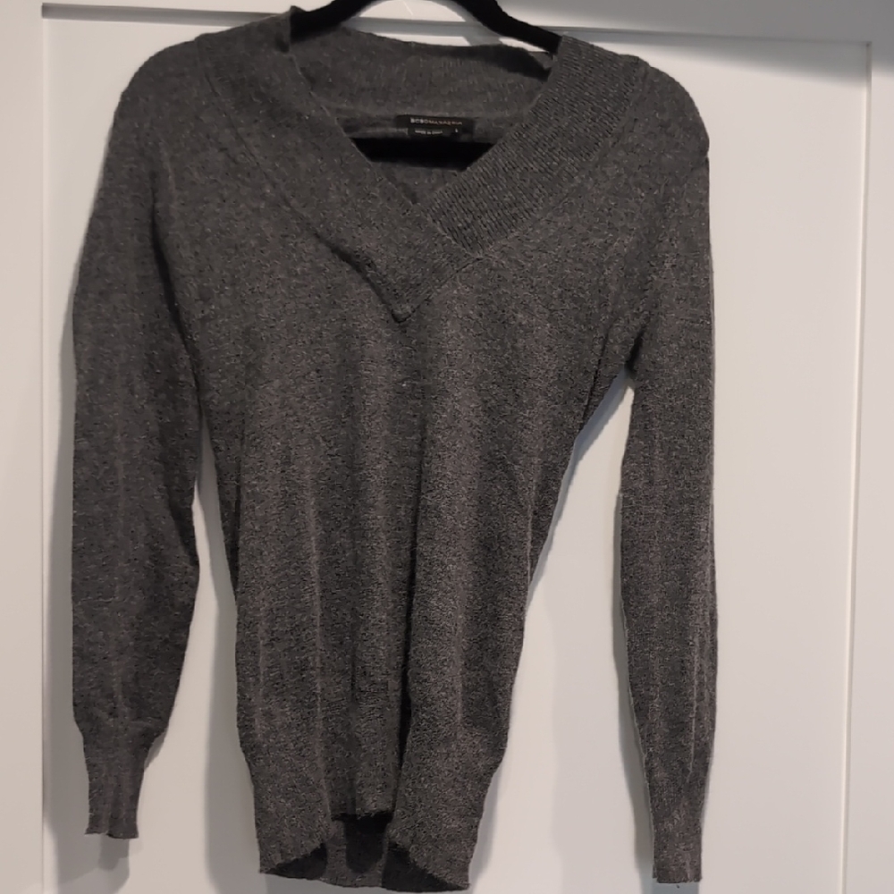 BCBGMaxAzria Men's Charcoal V-Neck Sweater